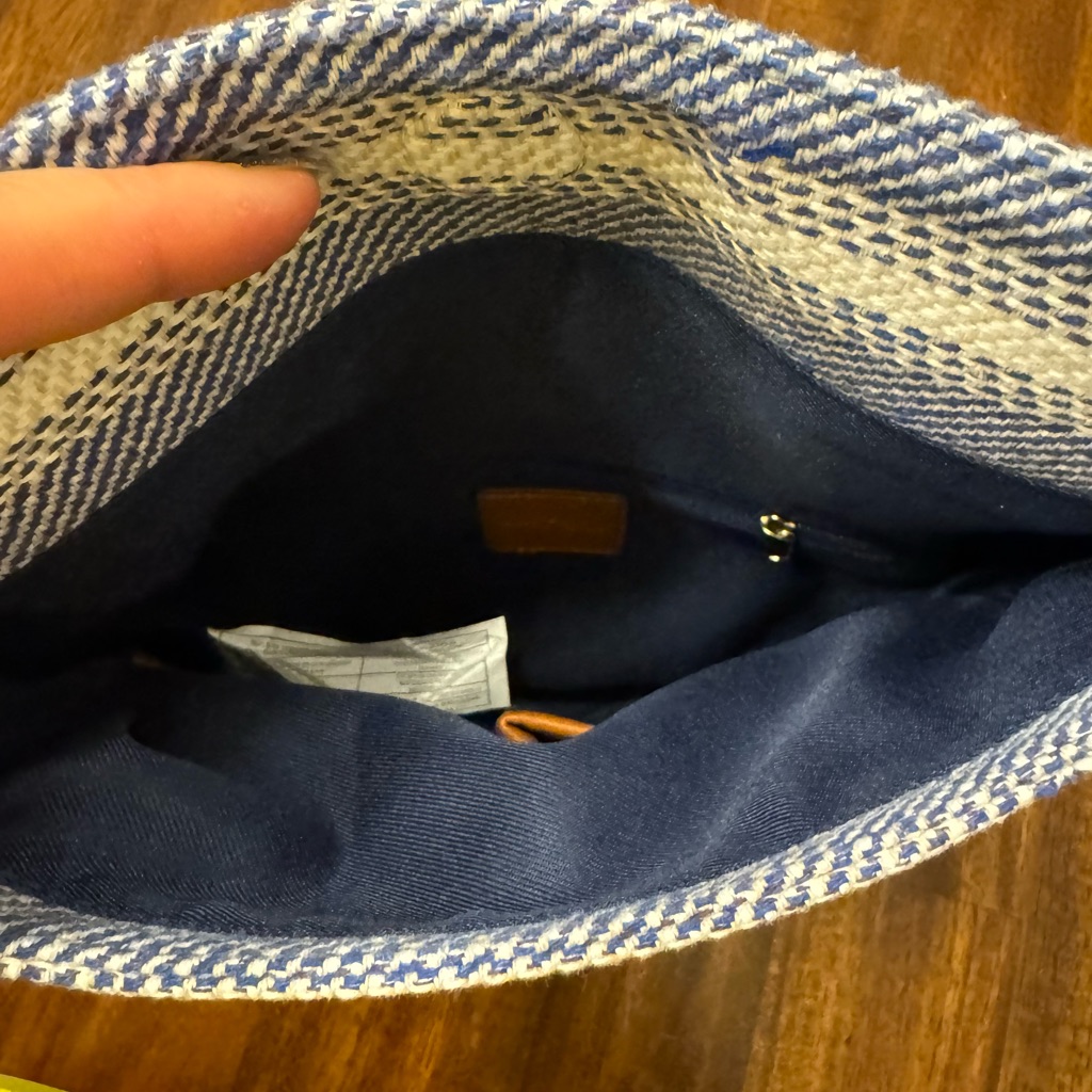 Market & Spruce Canvas Fold Over Crossbody Purse Blue And Cream Gold Cha — image 8 of 8